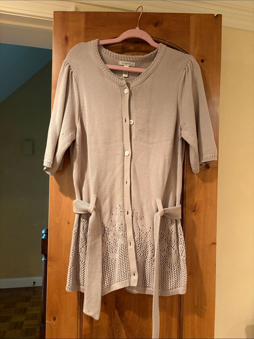 Banana Republic Light Taupe Button-Front Knit Cardigan